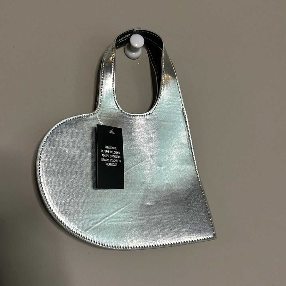 Ego Silver Metallic Mini Heart Bag
